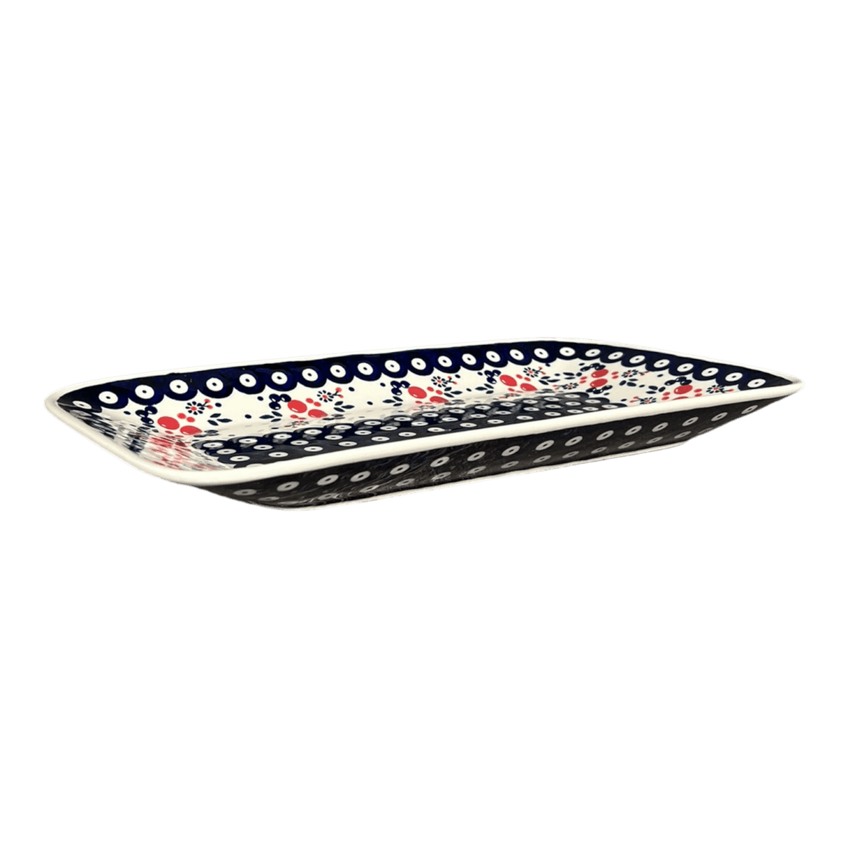 Platter, Rectangular, 14" x 8" in "Berry Dot" by Manufaktura | P202T-BL04