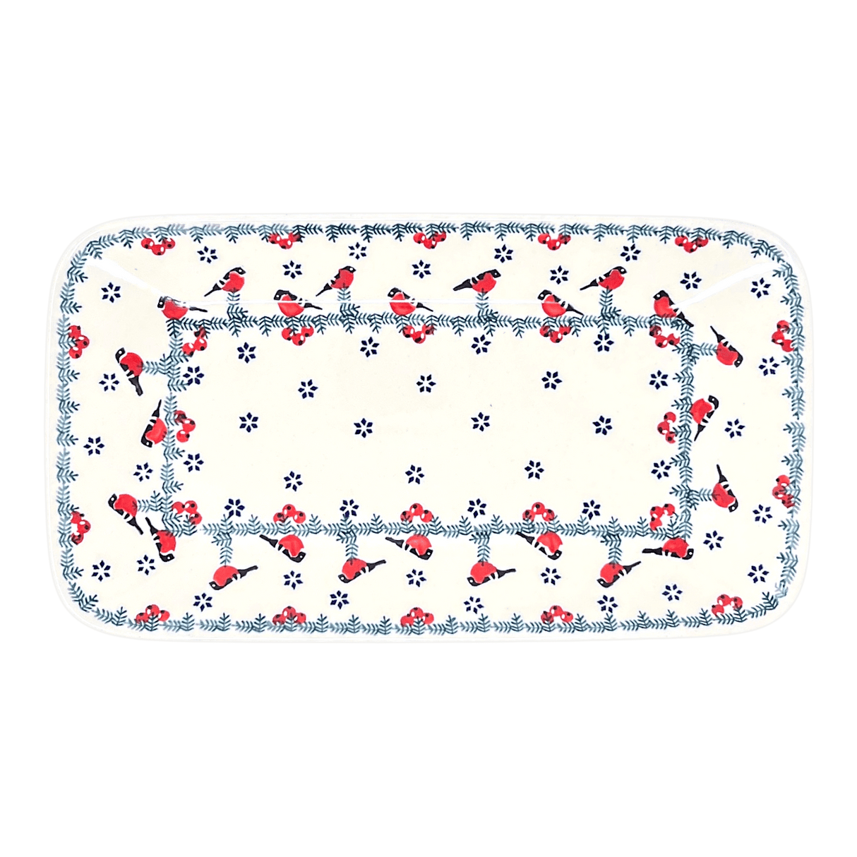 Platter, Rectangular, 14" x 8" in "Red Bird" by Manufaktura | P202T-GILE