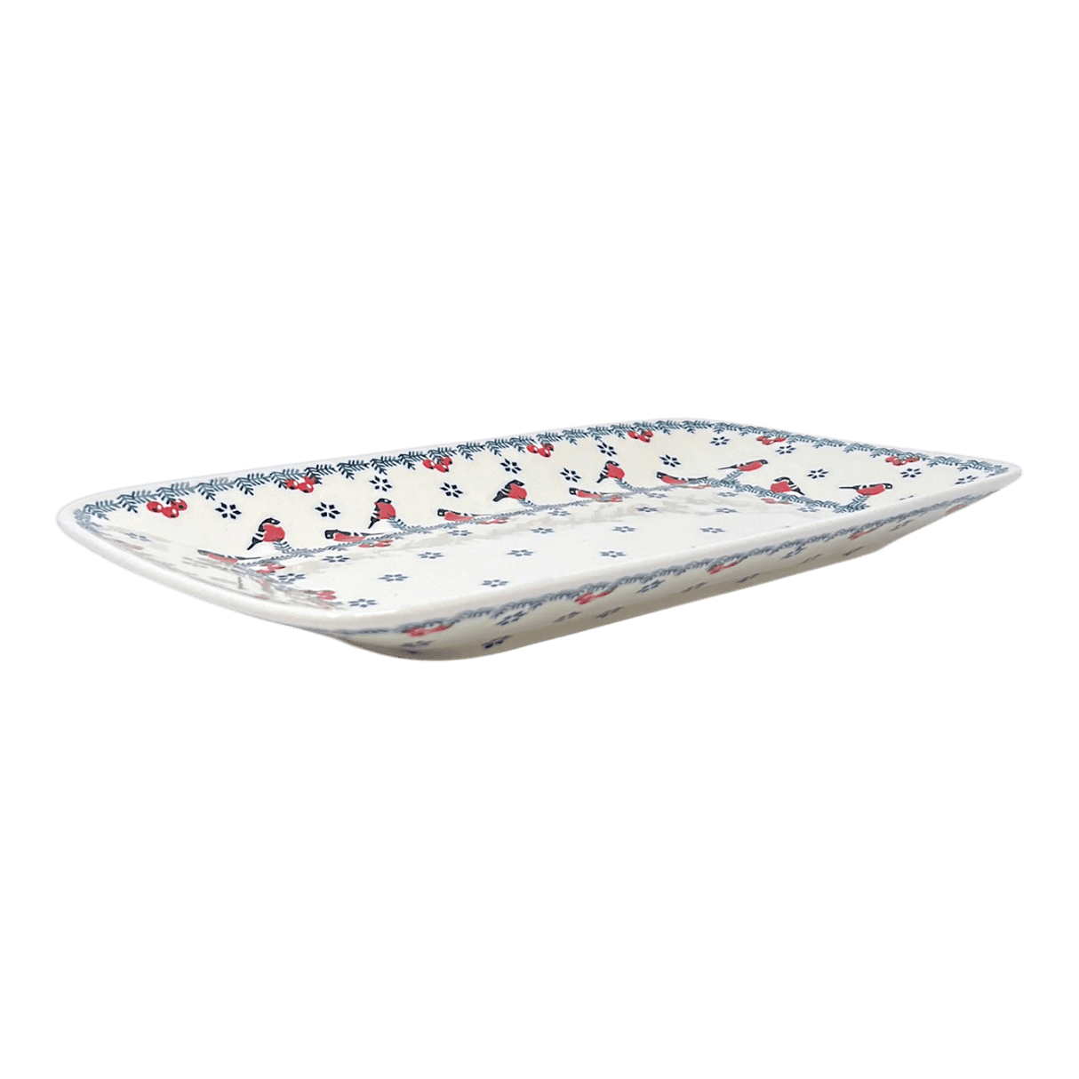 Platter, Rectangular, 14" x 8" in "Red Bird" by Manufaktura | P202T-GILE