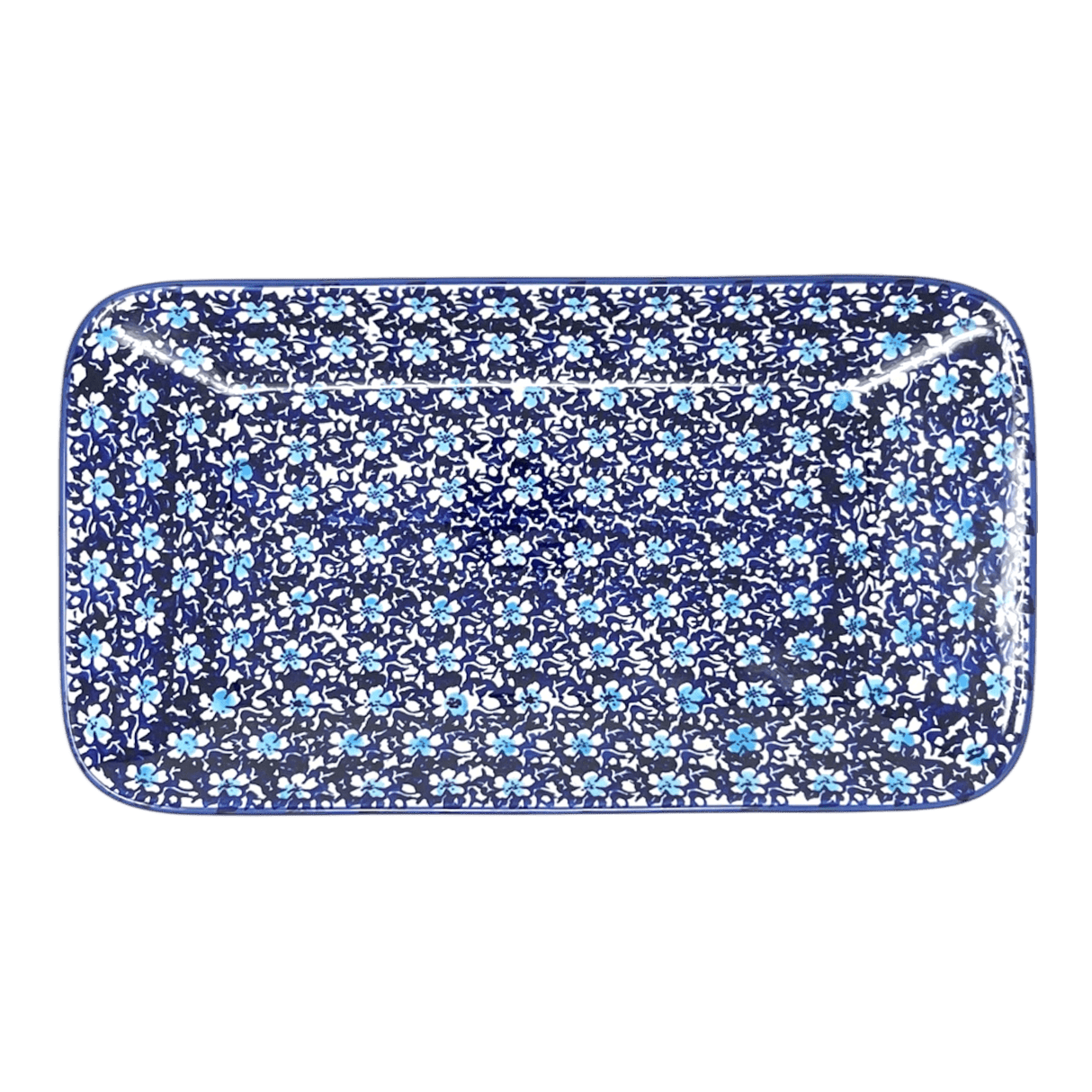 Platter, Rectangular, 14" x 8" in "Blue on Blue" by Manufaktura | P202T-J109