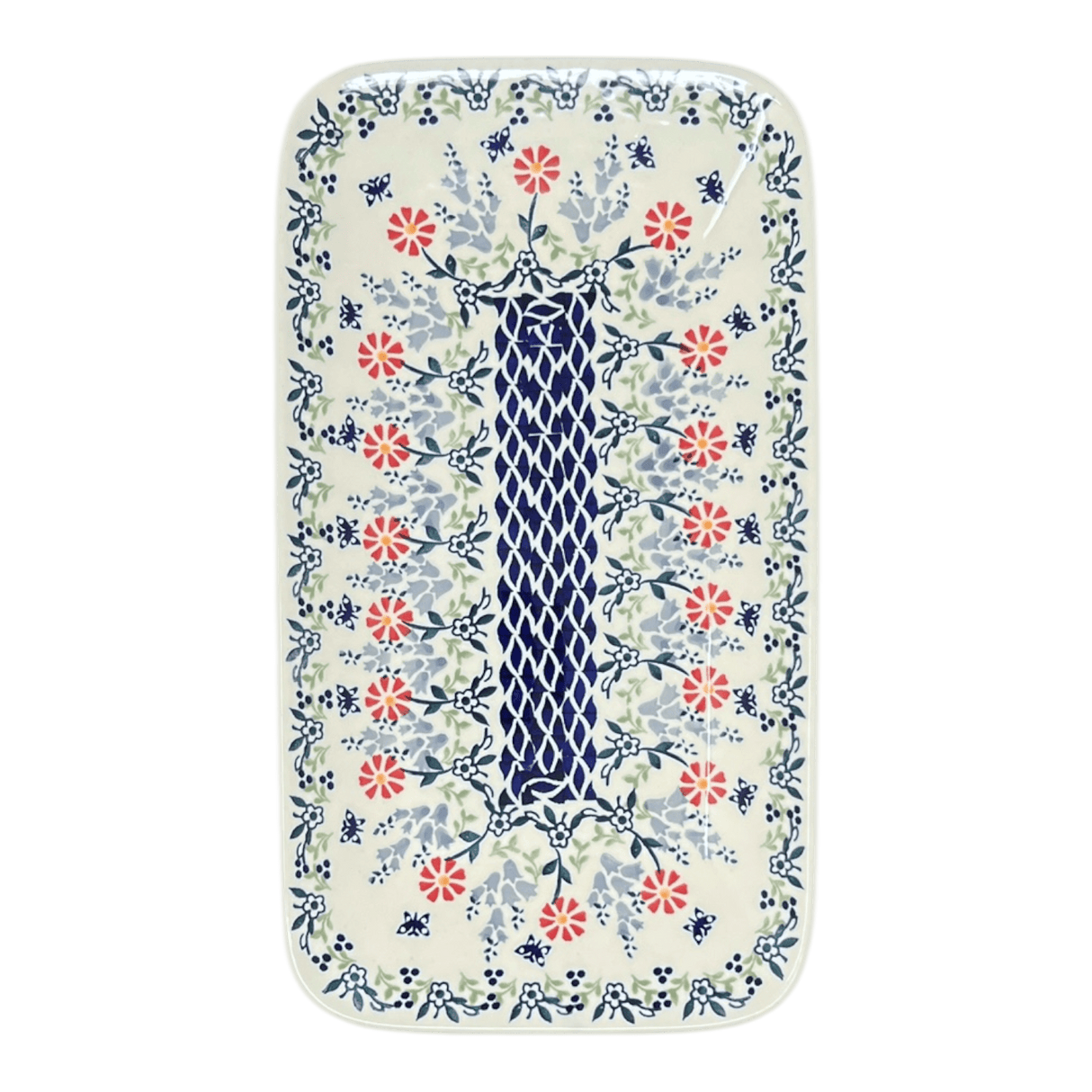 Platter, Rectangular, 14" x 8" in "Butterfly Blossoms" by Manufaktura | P202T-MM02