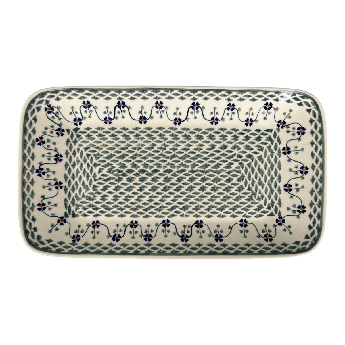 Platter, Rectangular, 14" x 8" in "Woven Pansies" by Manufaktura | P202T-RV