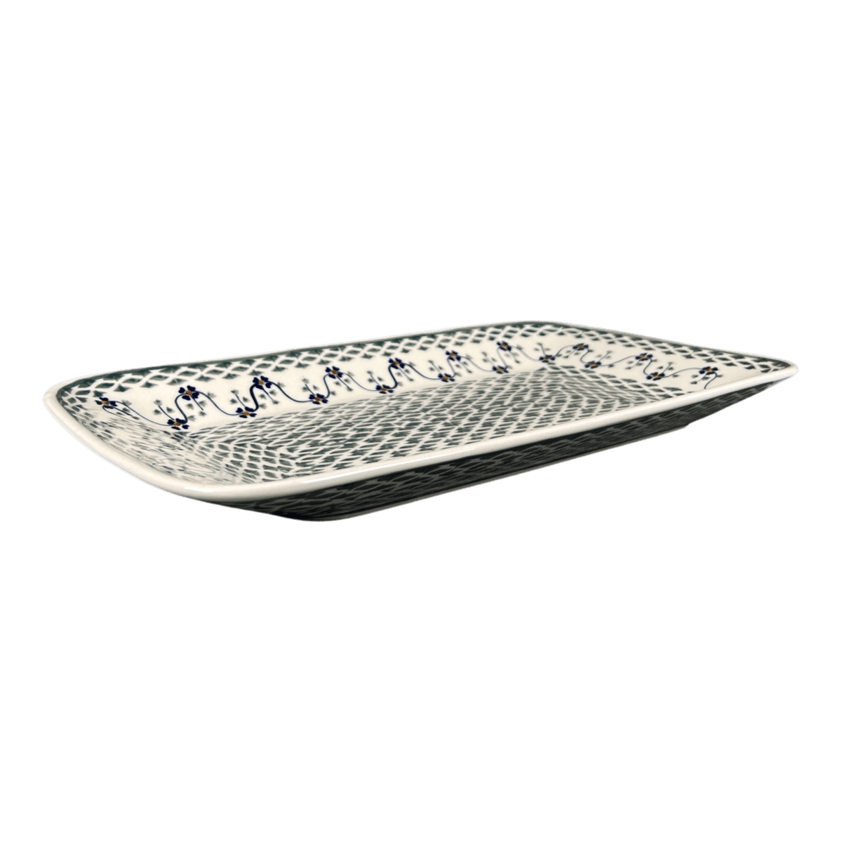 Platter, Rectangular, 14" x 8" in "Woven Pansies" by Manufaktura | P202T-RV