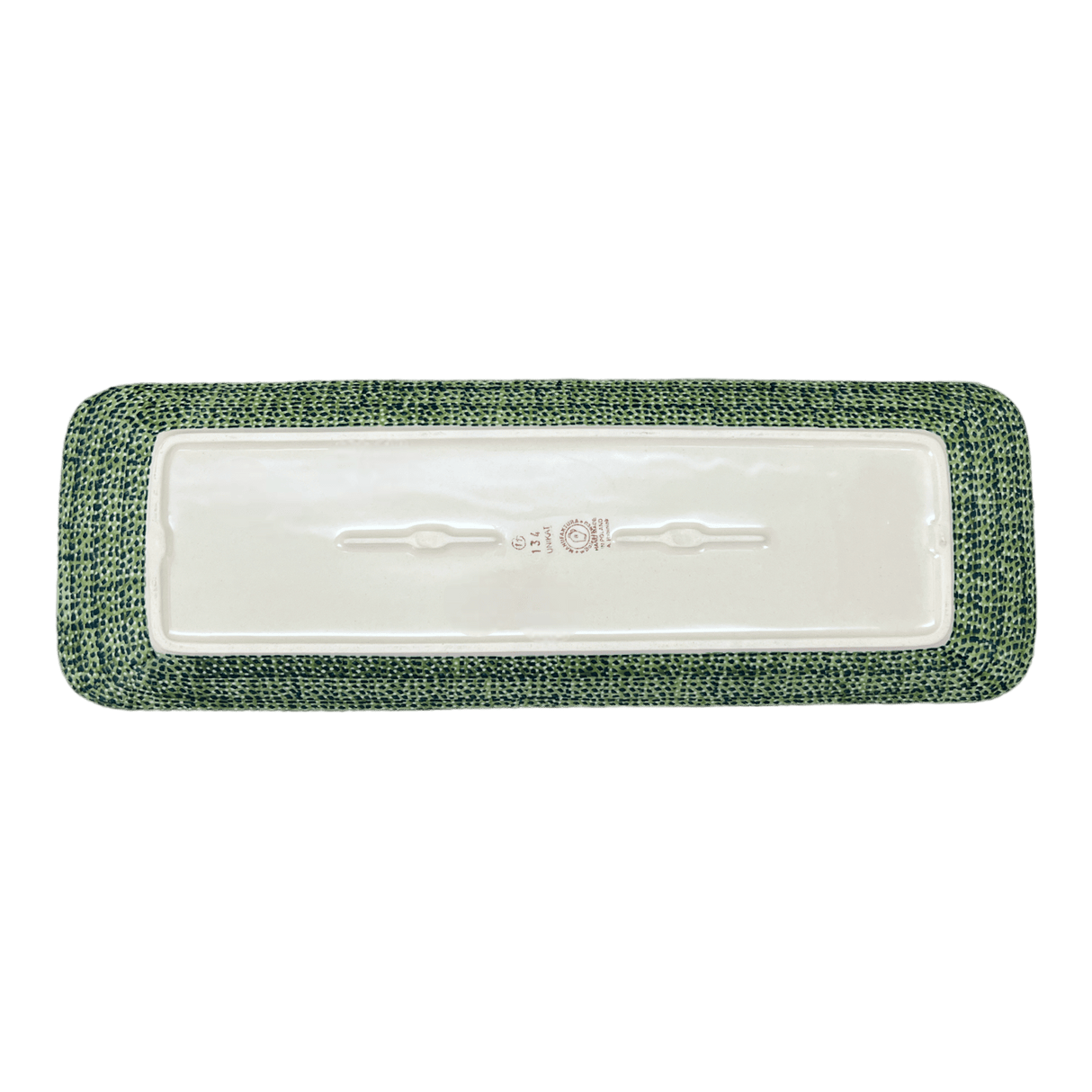 Platter, Rectangular, Long, 19.5" x 6.75" in "Bouncing Blue Blossoms" by Manufaktura | P204U-IM03