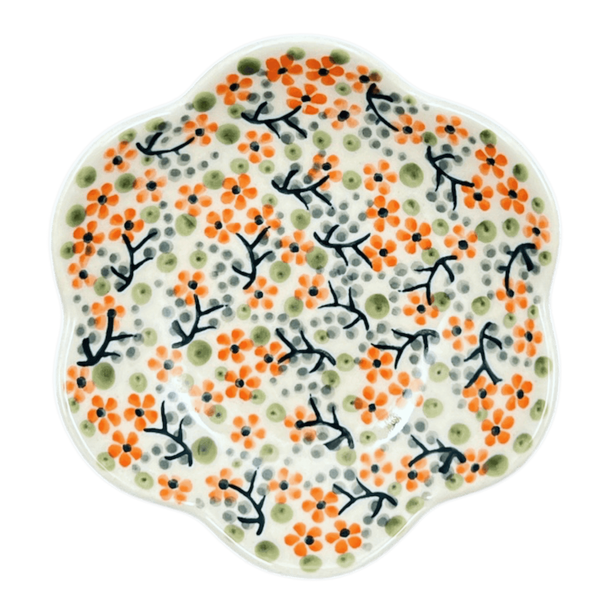 Bowl, Scalloped, Shallow, 4.25", (P205) in "Peach Blossoms" by Manufaktura | P205S-AS46