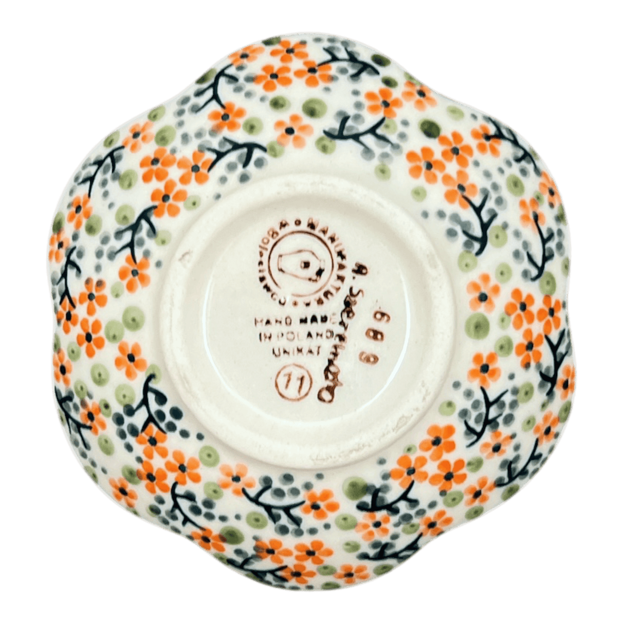 Bowl, Scalloped, Shallow, 4.25", (P205) in "Peach Blossoms" by Manufaktura | P205S-AS46