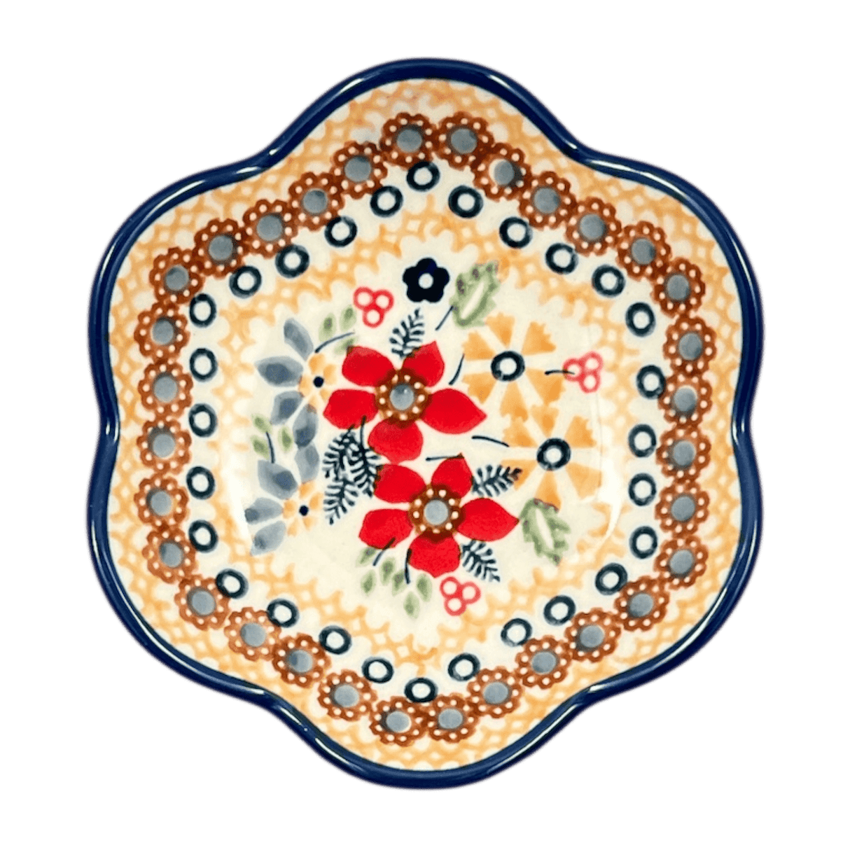 Bowl, Scalloped, Shallow, 4.25", (P205) in "Ruby Duet" by Manufaktura | P205S-DPLC