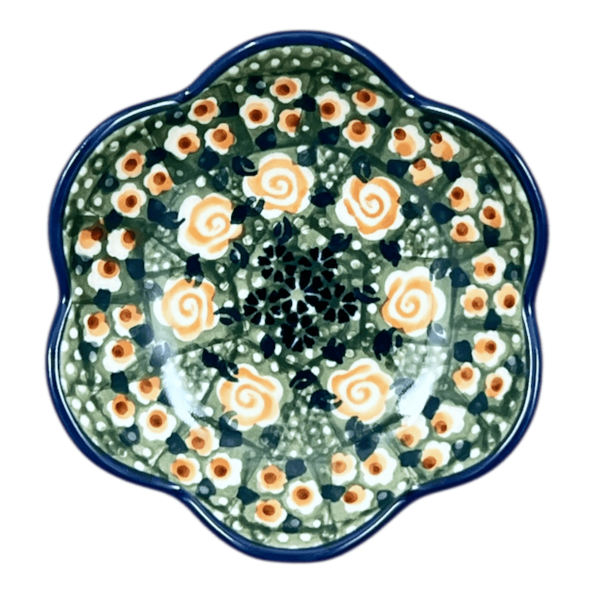 Bowl, Scalloped, Shallow, 4.25", (P205) in "Perennial Garden" by Manufaktura | P205S-LM