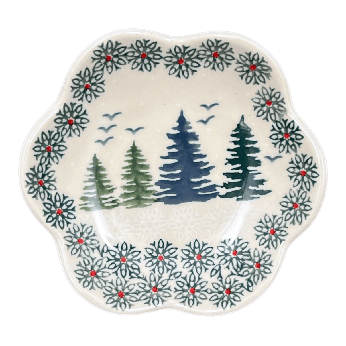 Bowl, Scalloped, Shallow, 4.25", (P205) in "Pine Forest" by Manufaktura | P205S-PS29