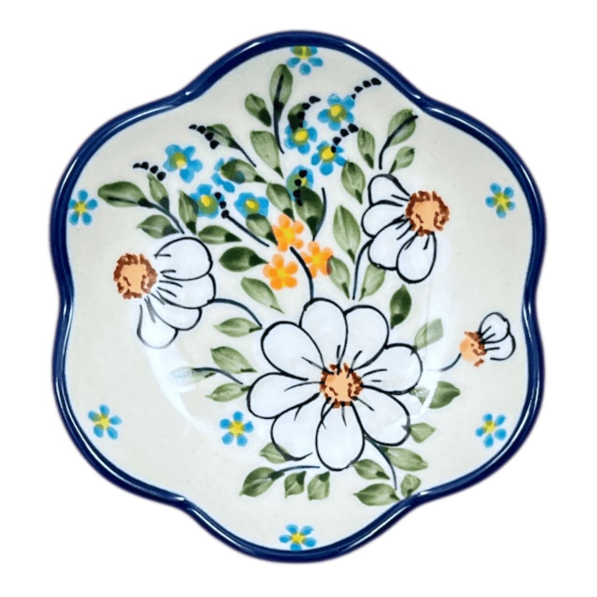 Bowl, Scalloped, Shallow, 4.25", (P205) in "Daisy Bouquet" by Manufaktura | P205S-TAB3