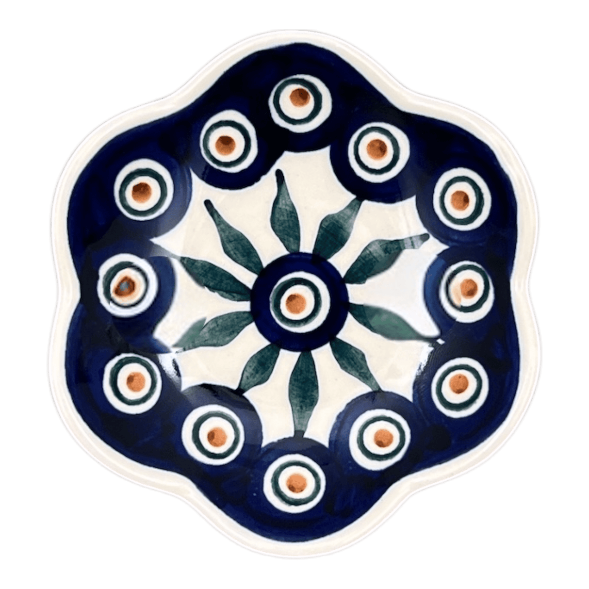 Bowl, Scalloped, Shallow, 4.25", (P205) in "Peacock" by Manufaktura | P205T-54