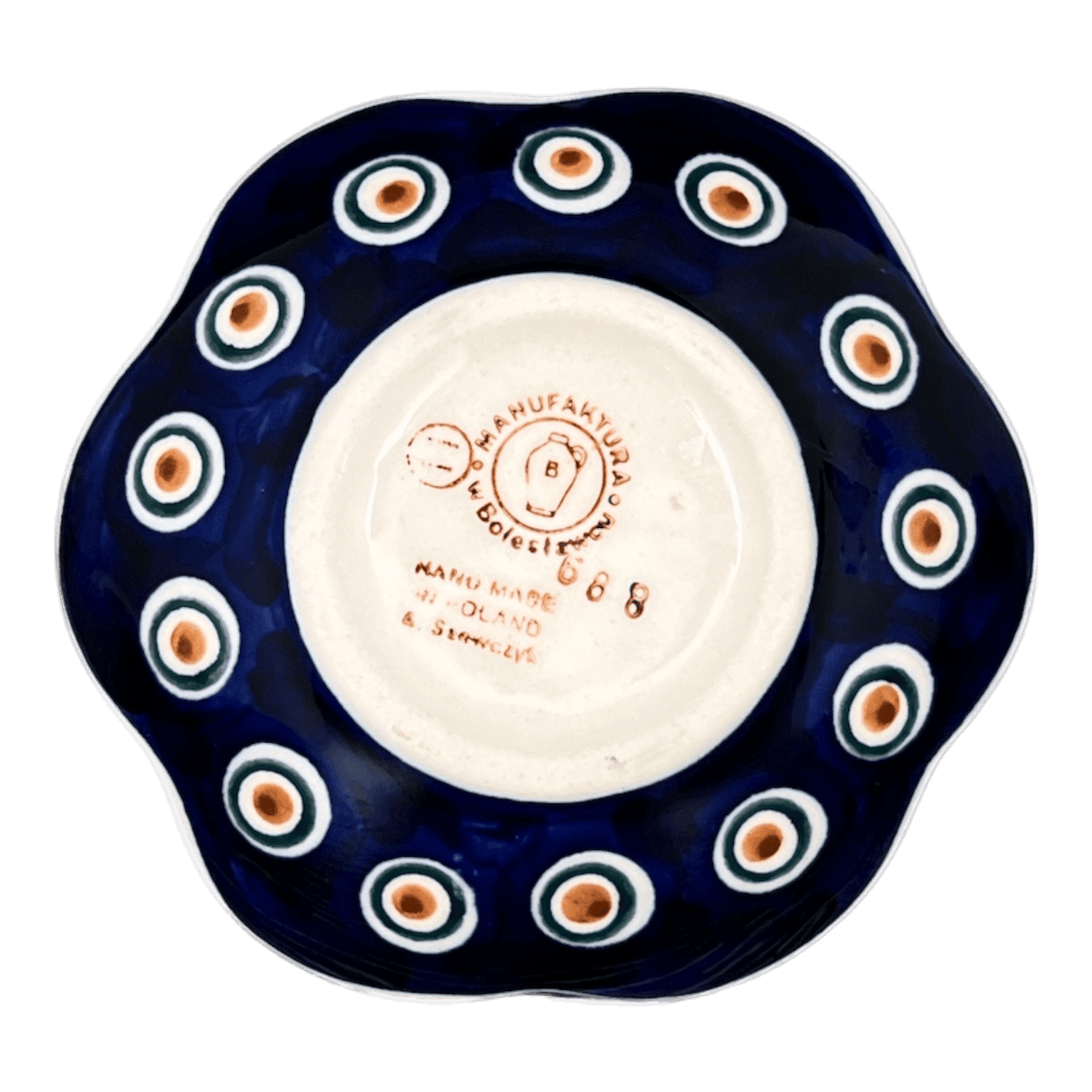 Bowl, Scalloped, Shallow, 4.25", (P205) in "Peacock" by Manufaktura | P205T-54