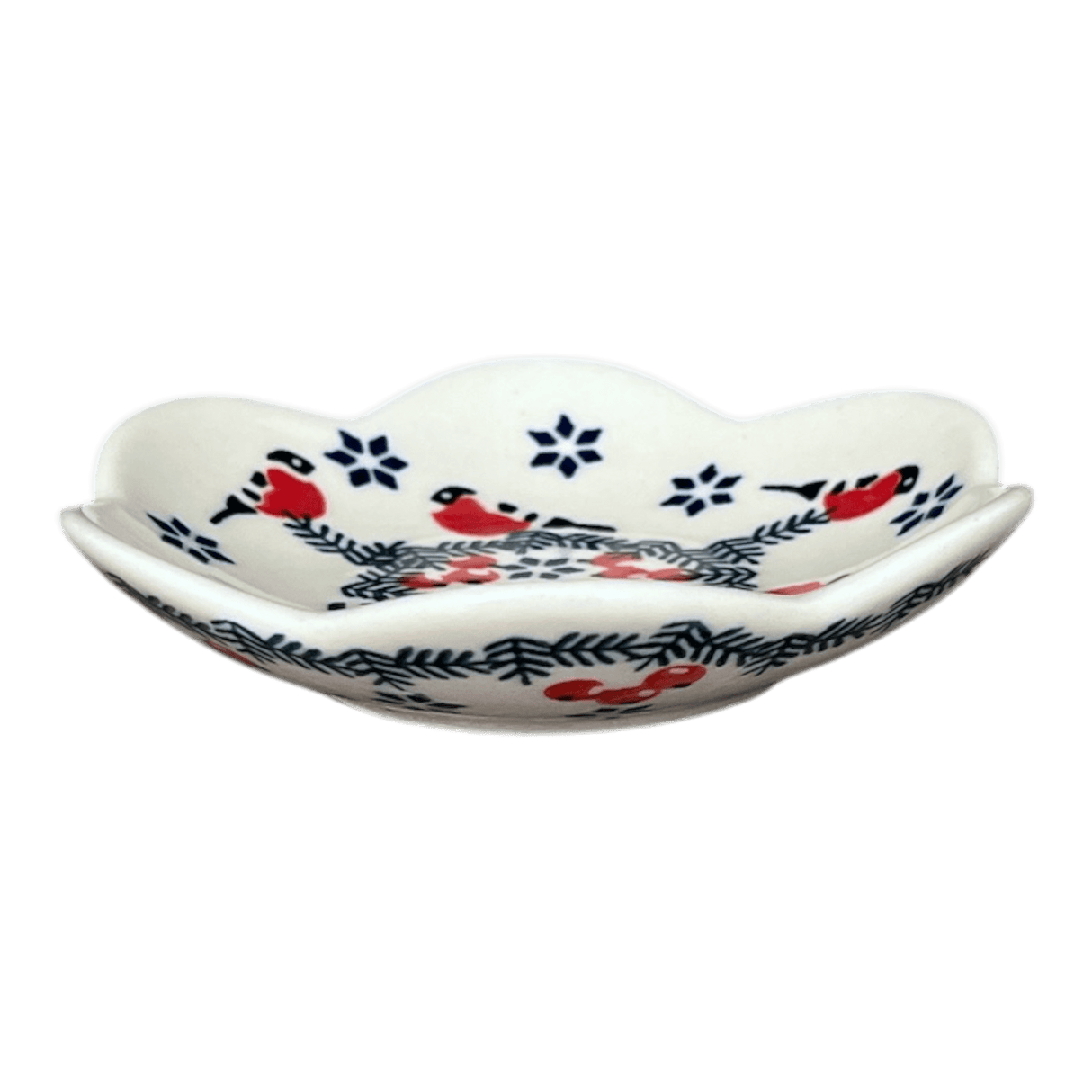 Bowl, Scalloped, Shallow, 4.25", (P205) in "Red Bird" by Manufaktura | P205T-GILE