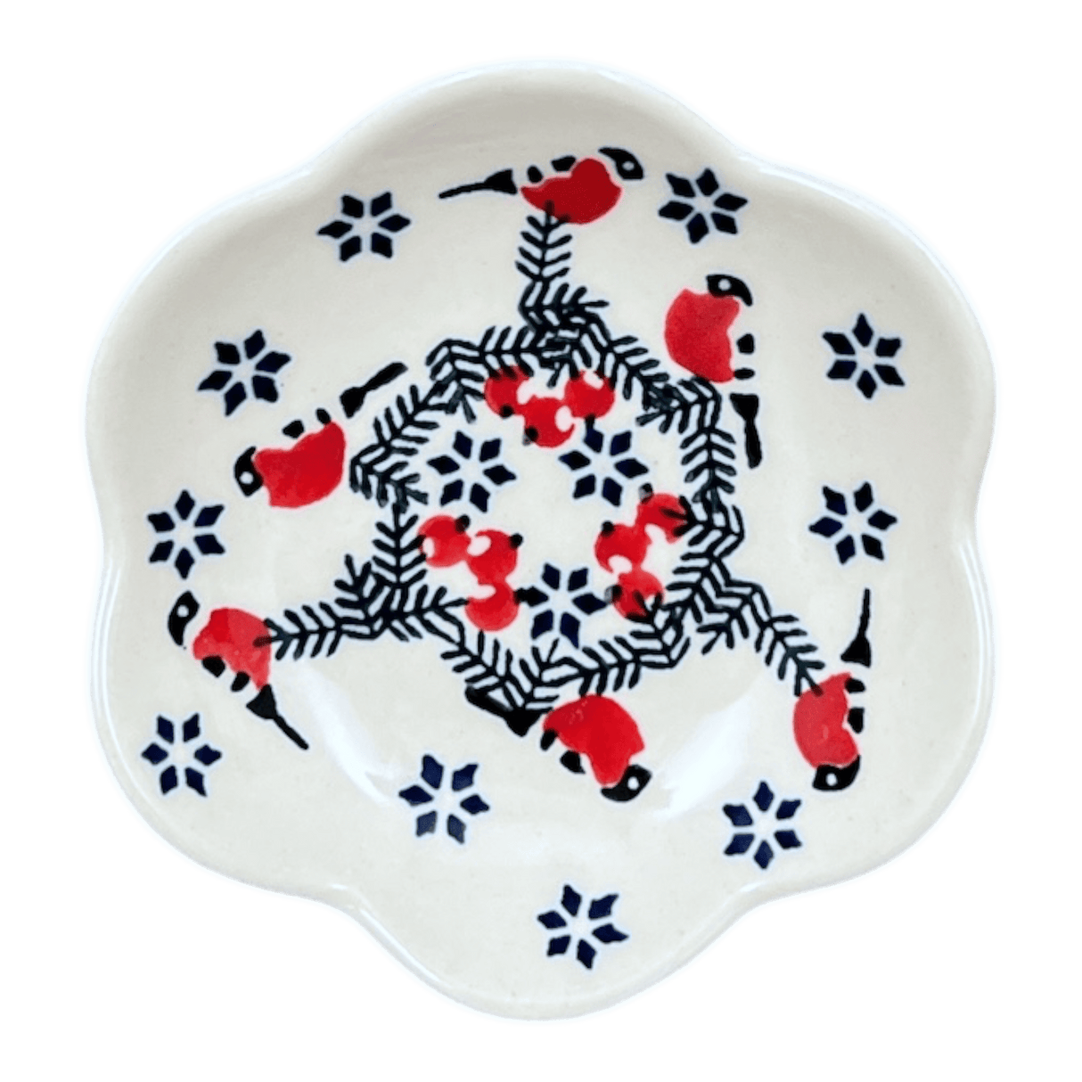 Bowl, Scalloped, Shallow, 4.25", (P205) in "Red Bird" by Manufaktura | P205T-GILE