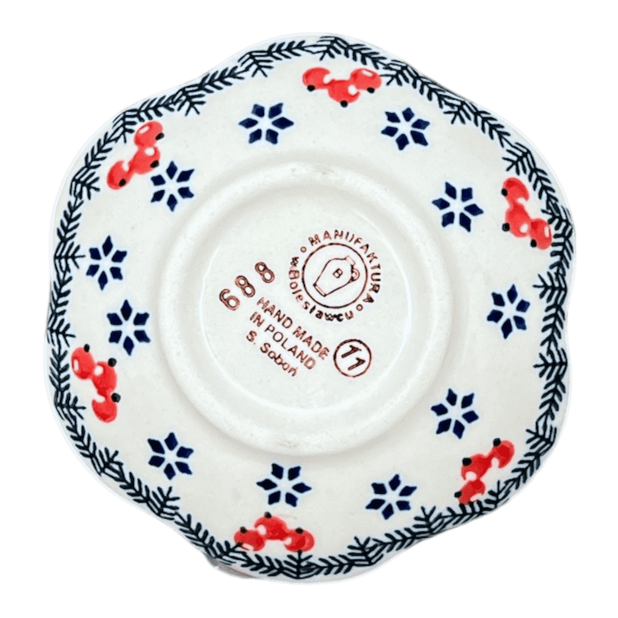 Bowl, Scalloped, Shallow, 4.25", (P205) in "Red Bird" by Manufaktura | P205T-GILE