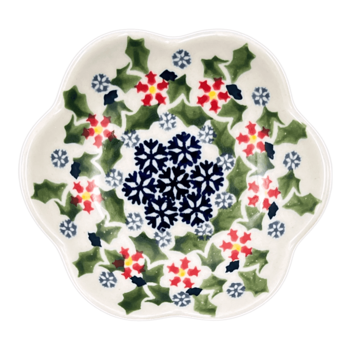 Bowl, Scalloped, Shallow, 4.25", (P205) in "Holly In Bloom" by Manufaktura | P205T-IN13