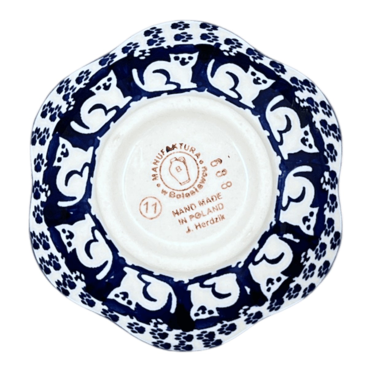Bowl, Scalloped, Shallow, 4.25", (P205) in "Kitty Cat Path" by Manufaktura | P205T-KOT6