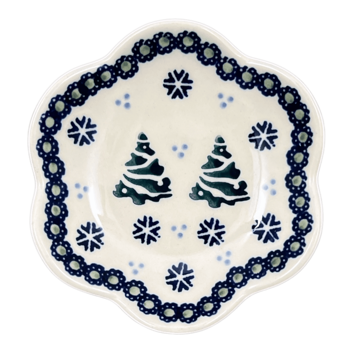 Bowl, Scalloped, Shallow, 4.25", (P205) in "Snowy Pines" by Manufaktura | P205T-U22