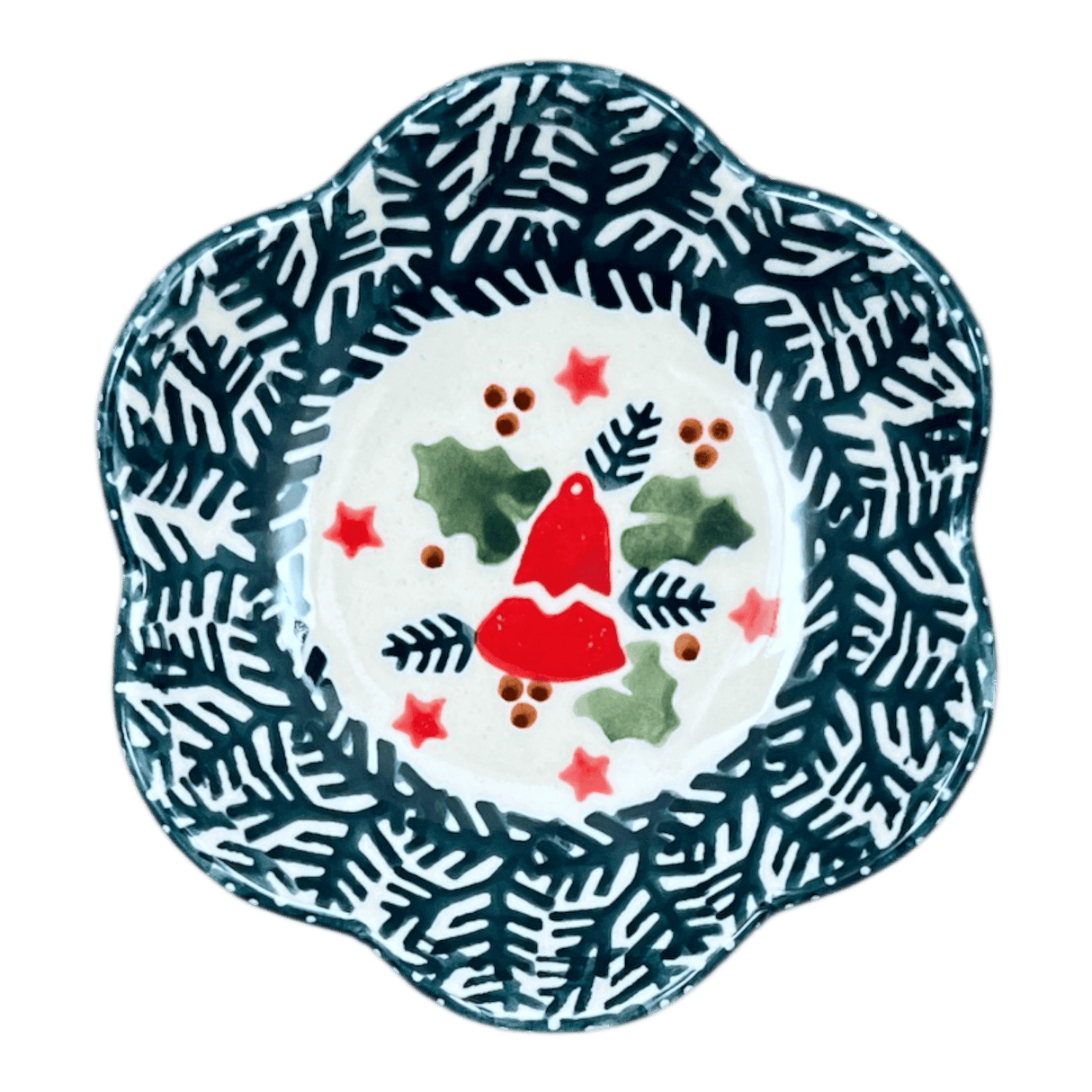 Bowl, Scalloped, Shallow, 4.25", (P205) in "Evergreen Bells" by Manufaktura | P205U-PZDG