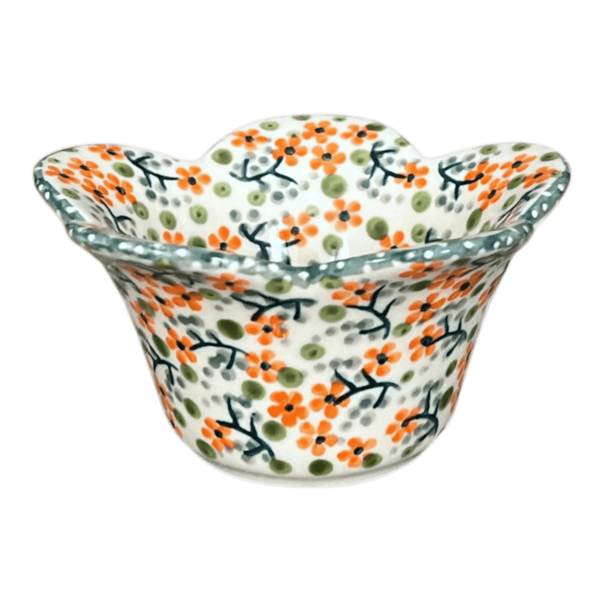 Bowl, Scalloped, 2" in "Peach Blossoms" by Manufaktura | P206S-AS46