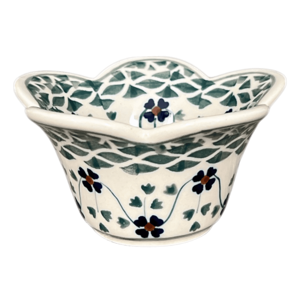 Bowl, Scalloped, 2" in "Woven Pansies" by Manufaktura | P206T-RV