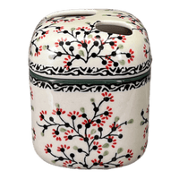 A picture of a Polish Pottery Toothbrush Holder (Cherry Blossom) | P213S-DPGJ as shown at PolishPotteryOutlet.com/products/toothbrush-holder-cherry-blossom-p213s-dpgj