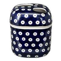 A picture of a Polish Pottery Toothbrush Holder (Dot to Dot) | P213T-70A as shown at PolishPotteryOutlet.com/products/toothbrush-holder-dot-to-dot-p213t-70a