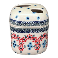 A picture of a Polish Pottery Toothbrush Holder (Floral Symmetry) | P213T-DH18 as shown at PolishPotteryOutlet.com/products/toothbrush-holder-floral-symmetry-p213t-dh18