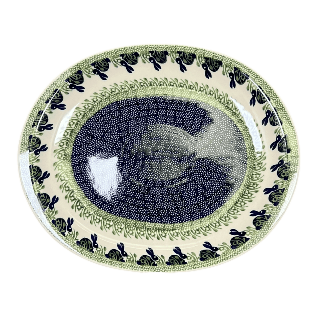 Platter, Serving, Oval, 16.5" x 13.75" in "Bunny Love" by Manufaktura | P218T-P324