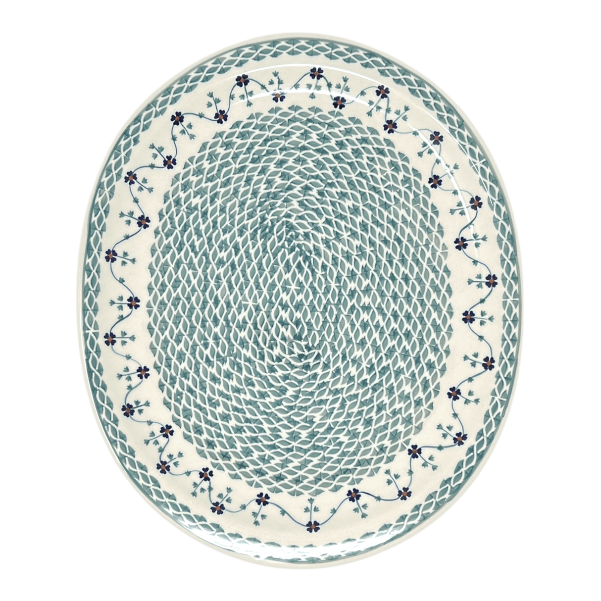 Platter, Serving, Oval, 16.5" x 13.75" in "Woven Pansies" by Manufaktura | P218T-RV