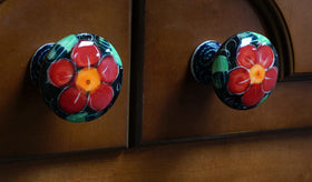 Polish Pottery WR Drawer Pulls (Peacock in Line) | WR67A-SM1 Additional Image at PolishPotteryOutlet.com