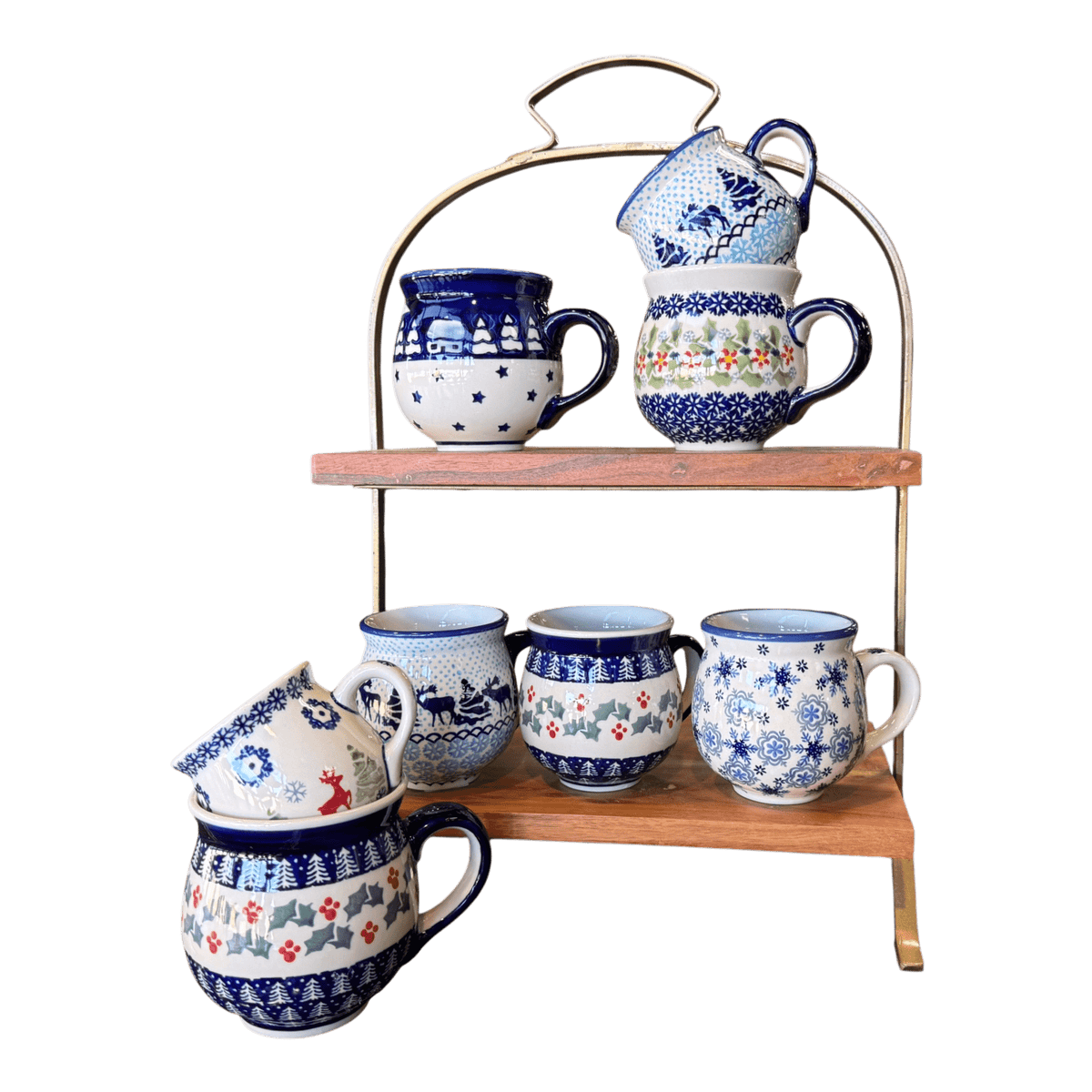 Mug, Belly Mug, Small, 8 oz in "Peaceful Season" by Manufaktura | K067T-JG24