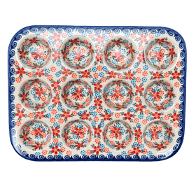 Polish Pottery 12 Cup Mini Muffin Pan (Meadow in Bloom) | NDA169-A54 Additional Image at PolishPotteryOutlet.com