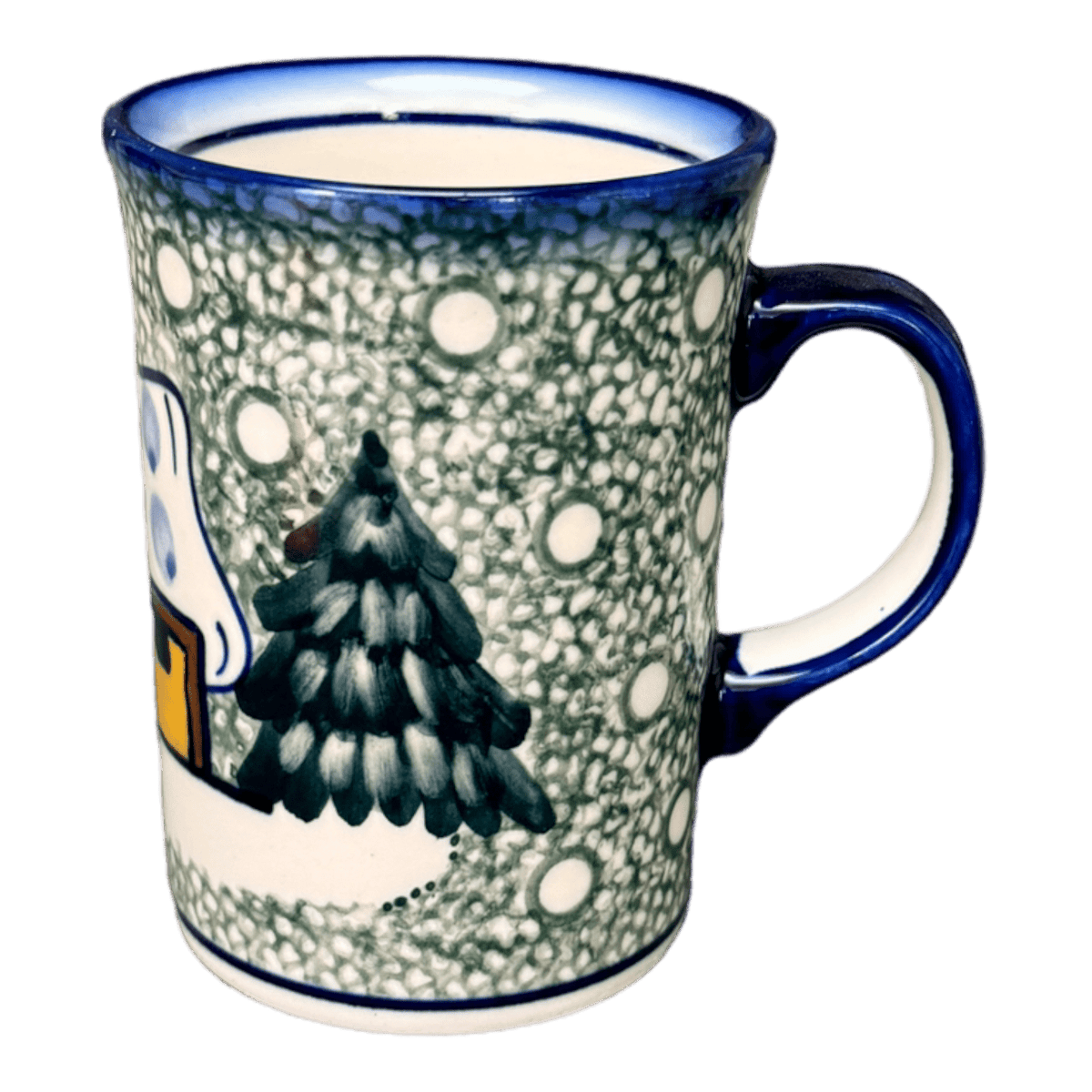 Mug, Straight Mug, 8 oz, WR (WR14A) in "Winter Cabin" by W.R. Ceramika | WR14A-AB1