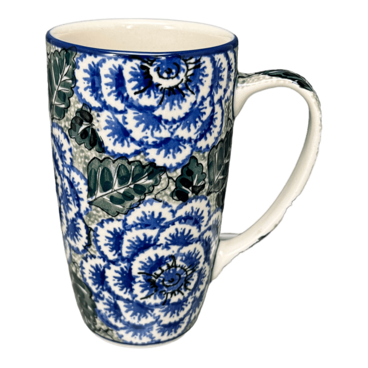 Tall Mug, 14 oz in "Blue Dahlia" by Ceramika Artystyczna | AC52-U1473