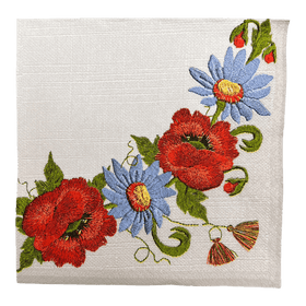 Polish Pottery Dinner Napkins - Poppies & Daises Additional Image at PolishPotteryOutlet.com