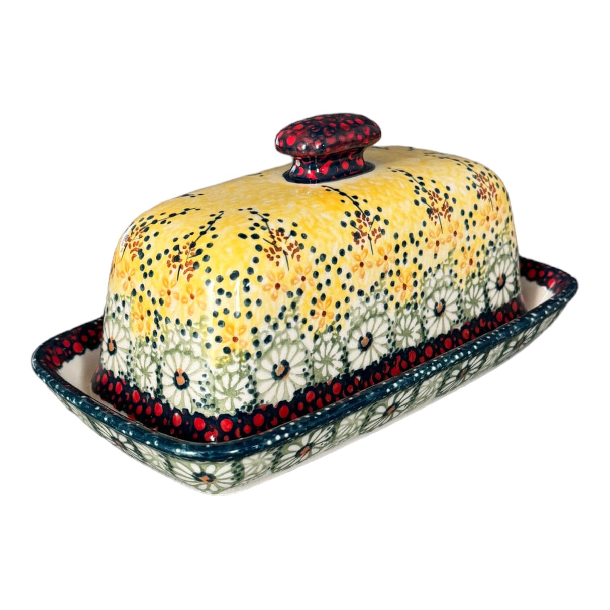 Butter Dish, American, 4" x 7.5" in "Sunshine Grotto" by Manufaktura | M074S-WK52