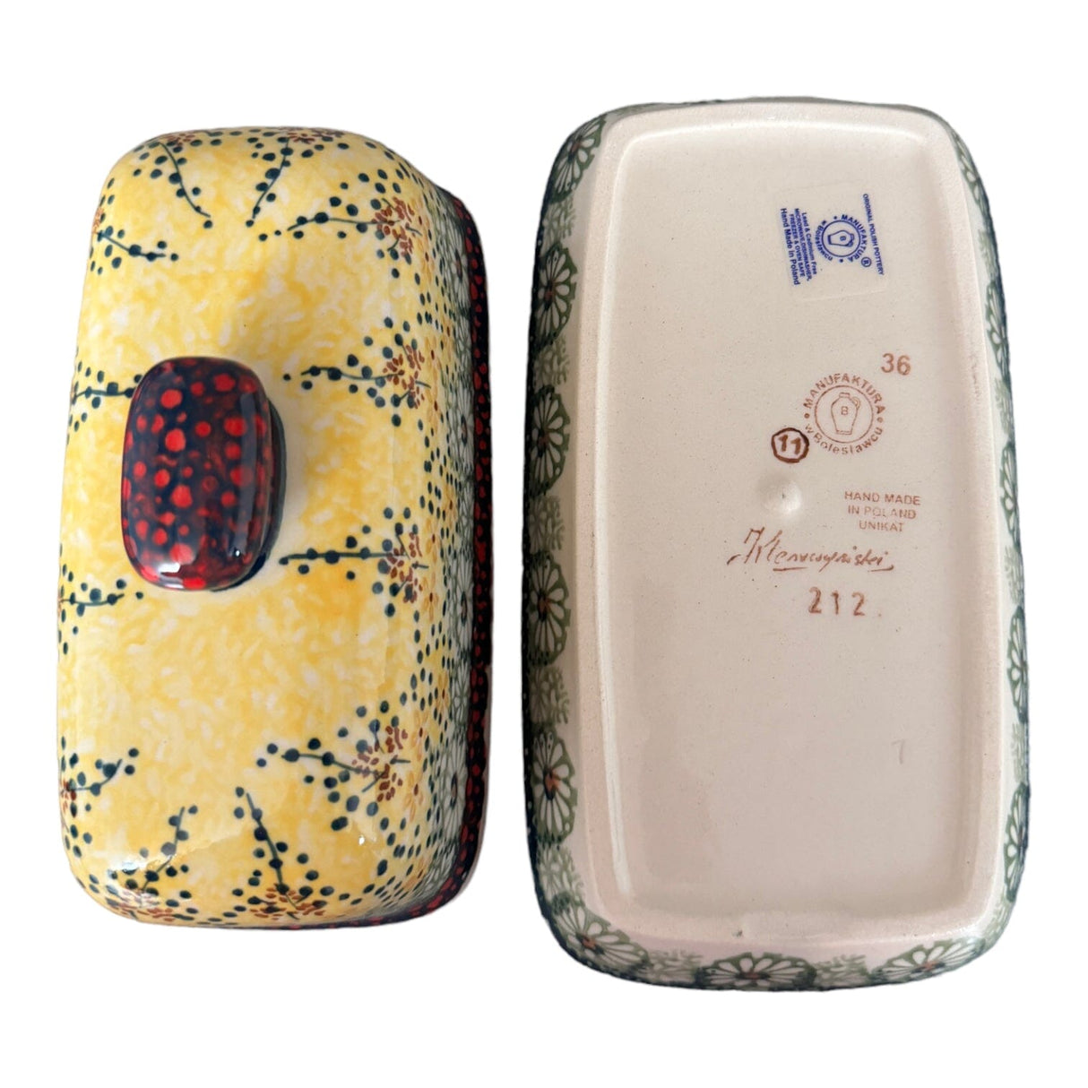 Butter Dish, American, 4" x 7.5" in "Sunshine Grotto" by Manufaktura | M074S-WK52