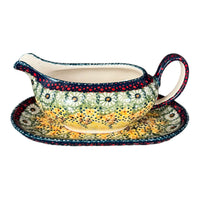 A picture of a Polish Pottery 14 oz. Gravy Boat (Sunshine Grotto) | S119S-WK52 as shown at PolishPotteryOutlet.com/products/14-oz-gravy-boat-sunshine-grotto-s119s-wk52