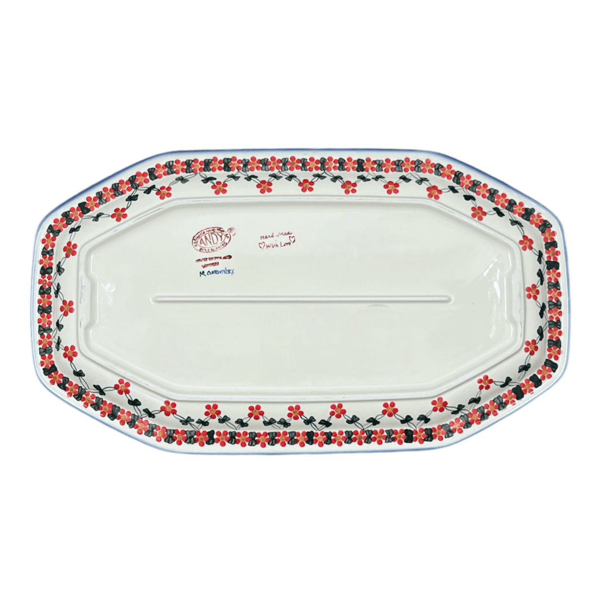 Tray, Platter, Angular, 10.5" x 18.5" in "Red Lattice" by Andy | NDA333-20