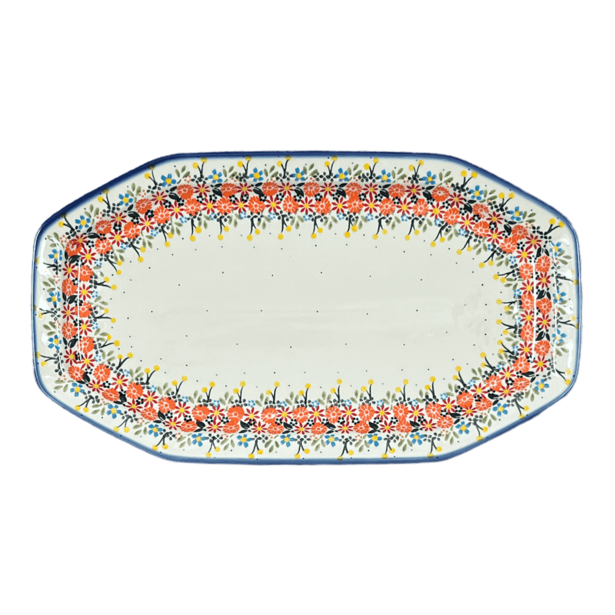 Tray, Platter, Angular, 10.5" x 18.5" in "Bright Bouquet" by Andy | NDA333-A55