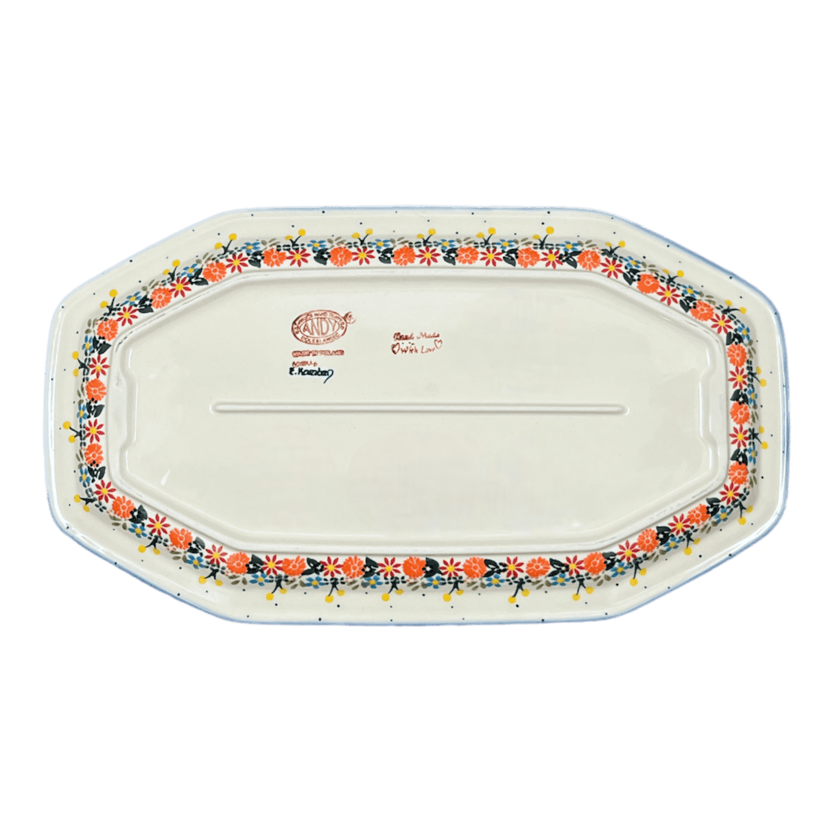 Tray, Platter, Angular, 10.5" x 18.5" in "Bright Bouquet" by Andy | NDA333-A55