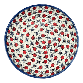 Polish Pottery 12.5" Shallow Bowl/Baker (Lovely Ladybugs) | NDA199-18 Additional Image at PolishPotteryOutlet.com