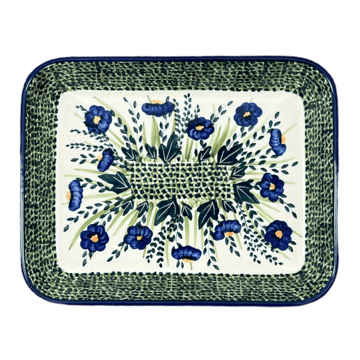 Baker, Rectangular, Shallow, 8"x10" in "Bouncing Blue Blossoms" by Manufaktura | P103U-IM03