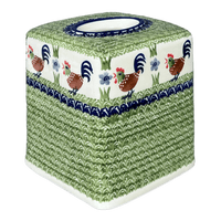A picture of a Polish Pottery Tissue Box Cover (Chicken Dance) | O003U-P320 as shown at PolishPotteryOutlet.com/products/tissue-box-cover-chicken-dance-o003u-p320