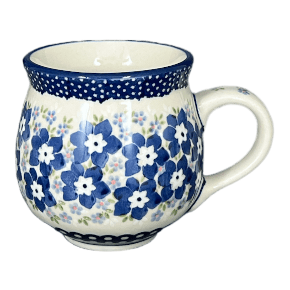 Mug, Belly Mug, 10 oz Medium in "Forget Me Not Bouquet" by Manufaktura | K090S-PS28