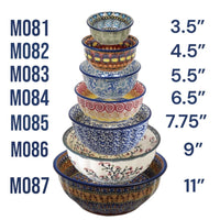 A picture of a Polish Pottery 7.75" Bowl (Ducks in a Row) | M085U-P323 as shown at PolishPotteryOutlet.com/products/775-bowls-ducks-in-a-row