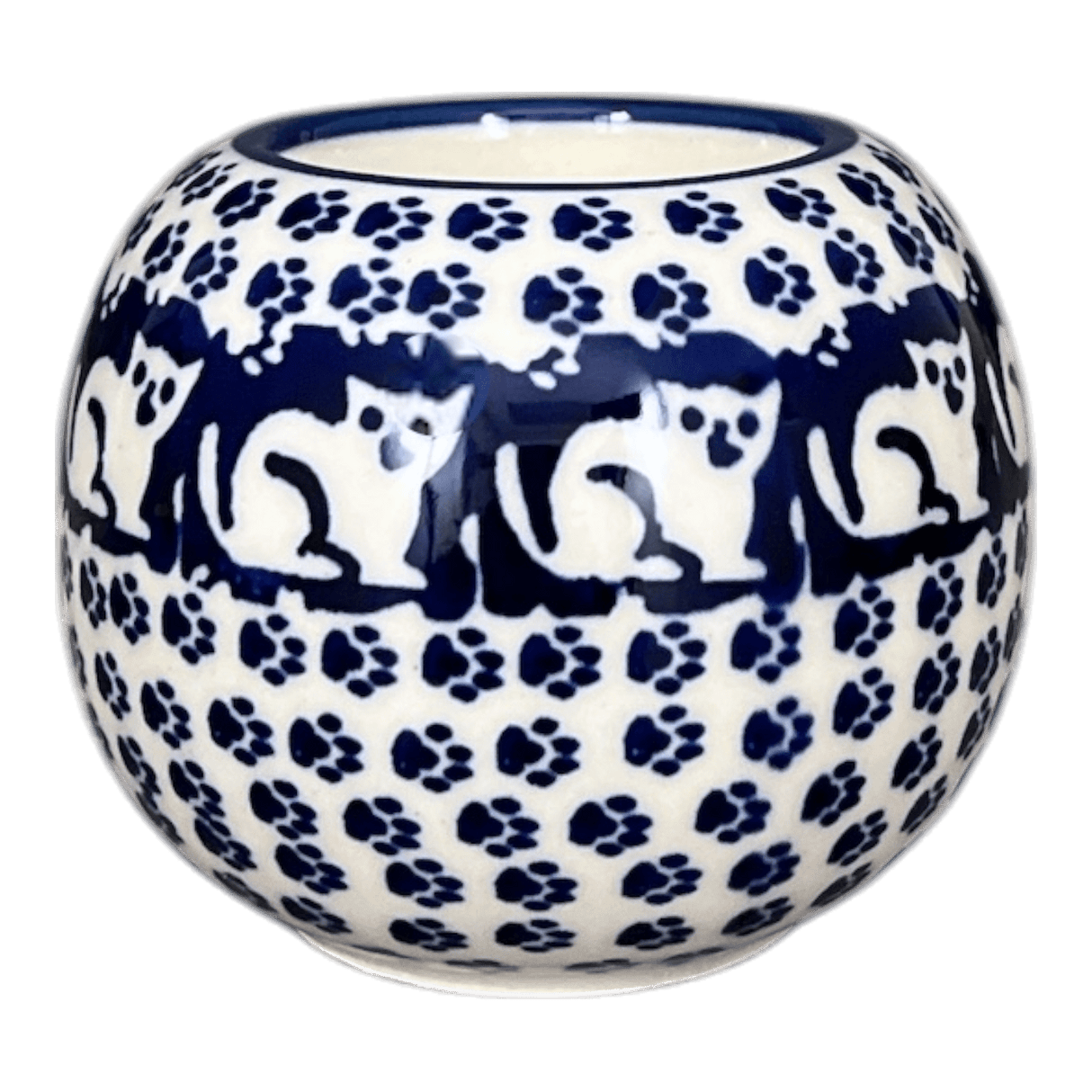 Candle Holder, Ball-Shaped, 2.5" in "Kitty Cat Path" by Manufaktura | S007T-KOT6