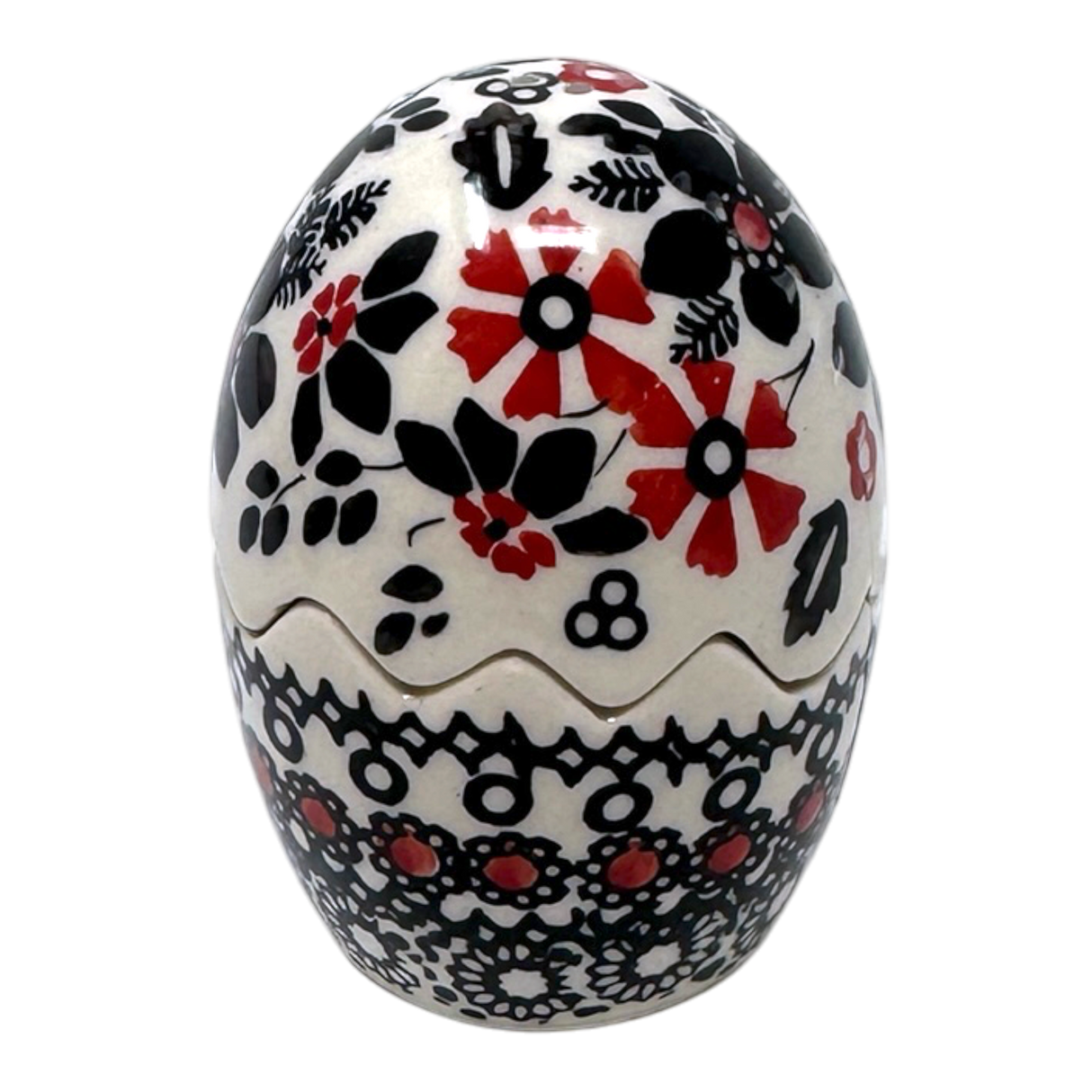 Salt & Pepper, Egg, 3" in "Duet in Black & Red" by Manufaktura | S115S-DPCC
