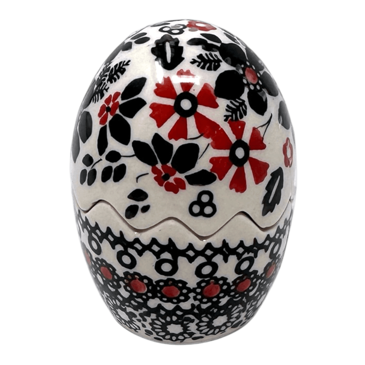 Salt & Pepper, Egg, 3" in "Duet in Black & Red" by Manufaktura | S115S-DPCC